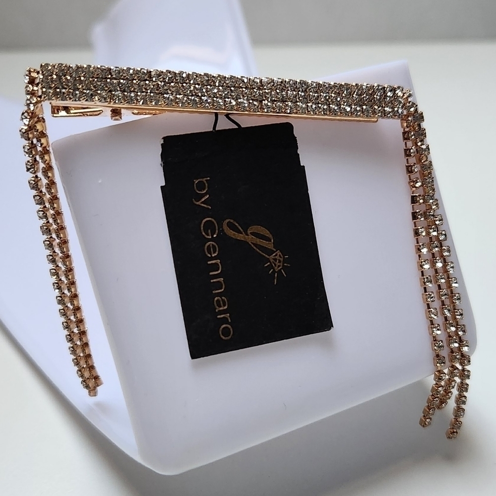 g by Gennaro Hair Clip Gold Tone and Clear Class Stones
